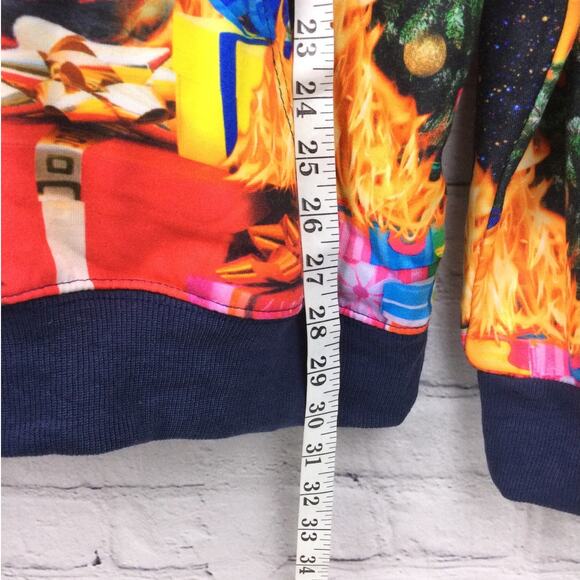 Threadcraft Santa Trex Graphic Hoodie Ugly Christmas Sweater Sweatshirt Men's L - Picture 11 of 12